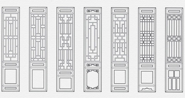 安多常用中式仿古花窗图案隔断设计图